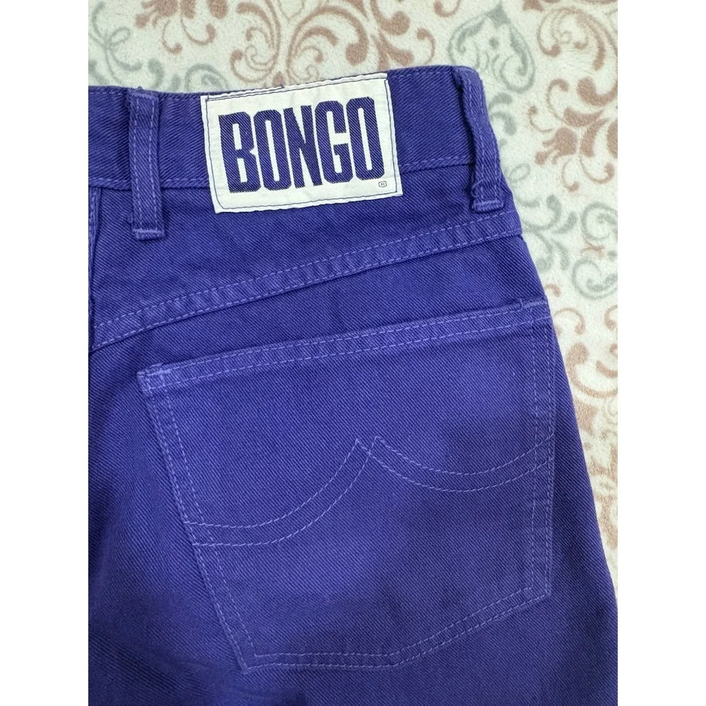 Bongo Vintage 90s High Waisted Purple Denim Shorts Gene Montesano Made in USA 7